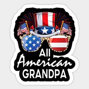 All American Grandpa 4th of July USA America Flag Sunglasses Sticker